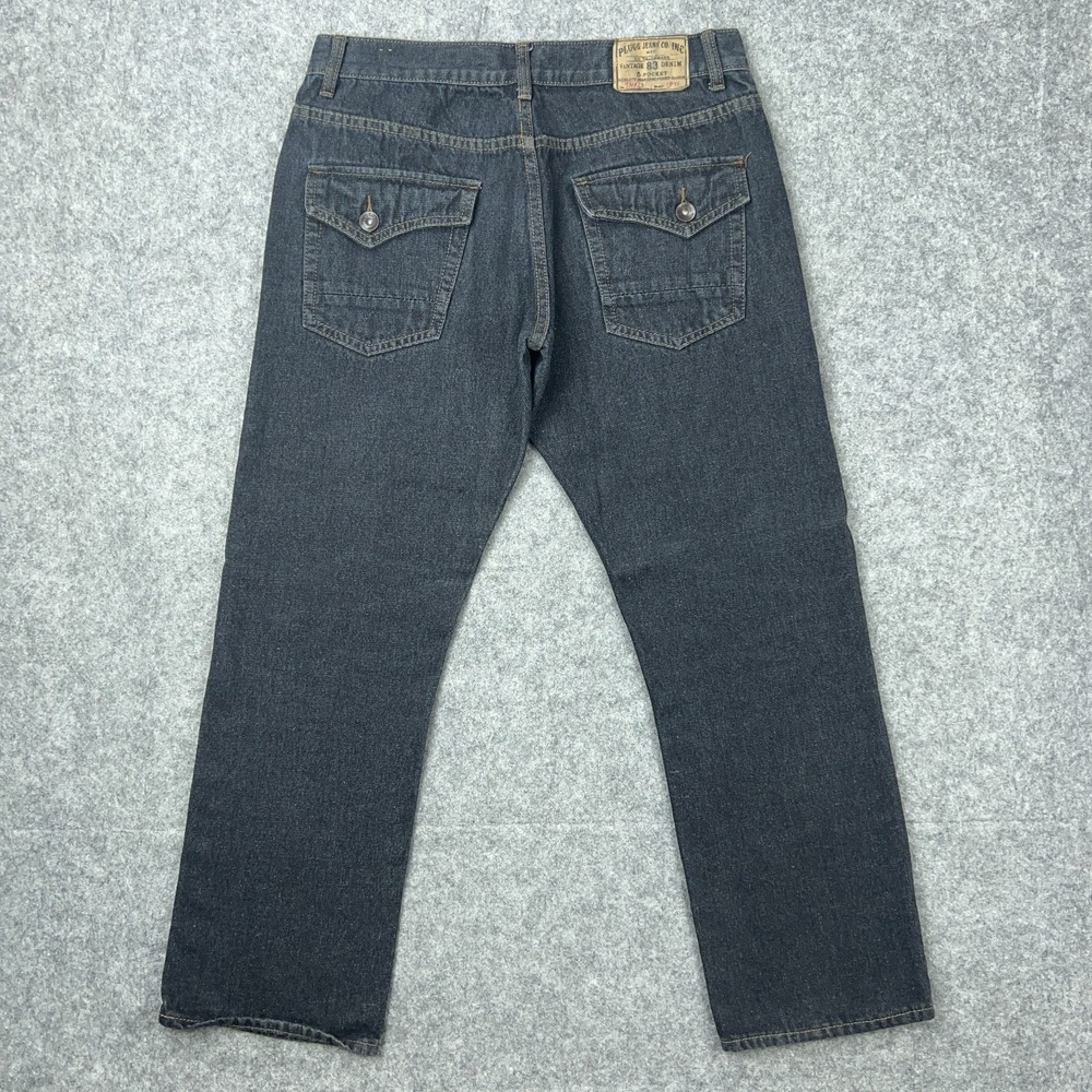 VTG Plugg Jeans Mens 32x30 Black Straight Leg Flap Pockets‎ Stretch Denim Y2K - Picture 6 of 14